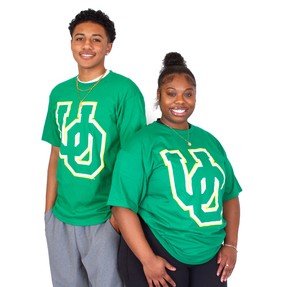 Interlocking UO, Blue 84, Green, Crew Neck, Cotton, Men, Unisex, Outline design, T-Shirt, 934621